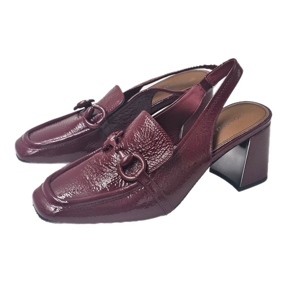 Donald Pliner Tegan Cranberry Patent Leather Bit Slingback Loafer Pump 8.5 USA